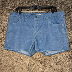 Carve Designs Corduroy Shorts Womens 12 Blue Raw Hem Cut Off Organic Cotton